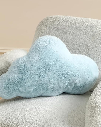 YRXRUS Cloud Pillows, Blue Cloud Shaped Pillow, Decorative Throw Pillow Gifts, Cute Plush Room Decor, Fluffy Faux Rabbit Fur 9.5"x16" Pillows for Living Bedroom Kids Room