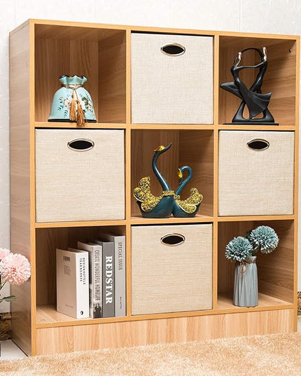 Posprica Storage Cubes, 12×12 Storage Bins, Fabric Drawers Organizer Basket, 4pcs, Beige