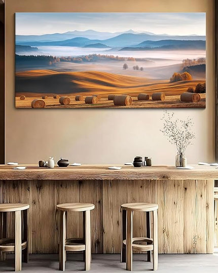 HGUAOA Nature Canvas Wall Art - Mountain Landscape Artwork for Walls - Scenery Wall Art with Forest Painting - Rustic Farmhouse Wall Decor for Living Room, Bedroom and Country Barn Pictures 29×58IN