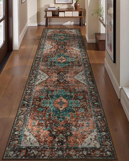 Ciicool Washable Vintage Runner 2' x 8' ft Hallway Rug Carpet, Boho Low Pile Long Non Slip Soft Kitchen Carpet Indoor Oriental Throw Rug