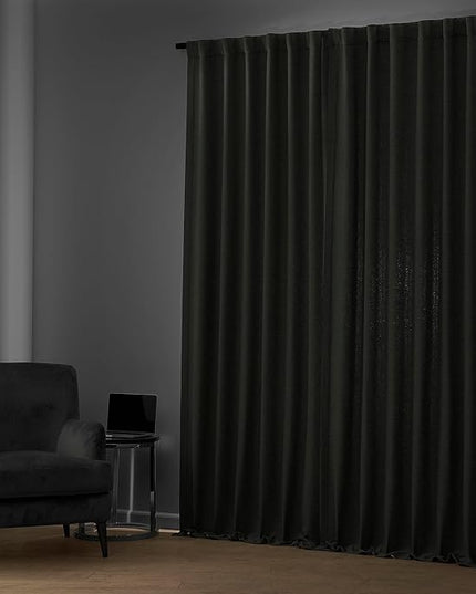 HPD Half Price Drapes Bellino Room Darkening Curtains 120 Inches Long Curtains for Bedroom & Living Room (1 Panel), 50W x 120L, Smoked Truffle