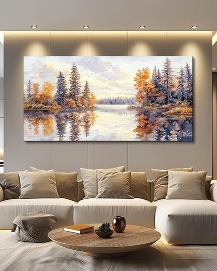PHAOHUAXM Large Natural Landscape Wall Art For Dining Room Apartment Abstract Ink Landscape Painting Wall Decoration Living Room Bedroom Office Artwork Pictures Home Decoration Aesthetics 30x60 In