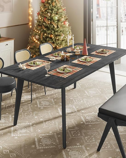 VASAGLE MAEZO Collection - Extendable Dining Table for 4/6/8, Kitchen Table with Tapered Legs, Curved Transitions, for Dining Room, Kitchen, Home Office, Charcoal Gray UKDT090B01V1
