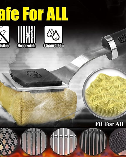 GRILLART Grill Brush for Outdoor Grill Bristle Free - Reinforced Grill Cleaner Scraper BBQ Brush - Replaceable Head Barbecue Grill Cleaning Brush - Safe BBQ Accessories Grill Tools - Gifts for Men/Dad