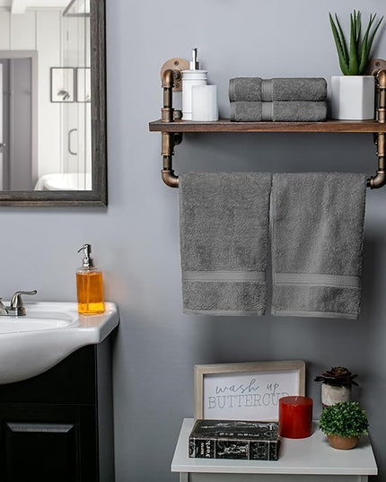 Superior Egyptian Cotton Pile Hand Towel Set of 4, Ultra Soft Luxury Towels, Thick Plush Essentials, Absorbent Heavyweight, Guest Bath, Hotel, Spa, Home Bathroom, Shower Basics, Charcoal
