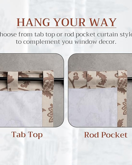 Maison d' Hermine Curtains for Living Room 100% Cotton 108 inch Length Two Panels Light Filtering Curtains for Bedroom Windows with Rod and Loop Pockets Drapes (Artisan Love Sand, 50" W x 108" L)