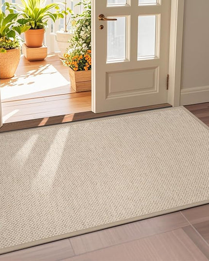 LEKEEPGO Door Mat 36"x59", Non Slip Door Mat Indoor Entrance, Rubber Backing Front Indoor Door mat Washable Absorbent Low-Profile Entryway Entry Resist Dirt Inside Door Mats, Khaki