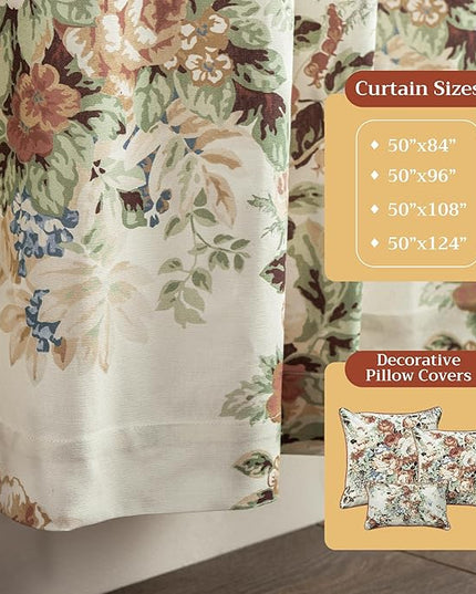Maison d' Hermine Curtains for Living Room 100% Cotton 84 inch Length Two Panels Light Filtering Curtains for Bedroom Windows with Rod and Loop Pockets Drapes (Abbeville, 50" W x 84" L)