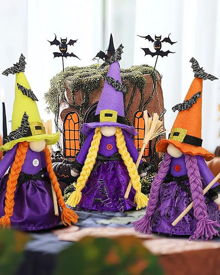 Lovinland Halloween Decorations - Halloween Decor - 3PCS Witch Plush Gnomes - Cute Hocus Pocus Decorations for Home, Indoor, Office, Table, Party Clearance