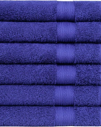 Amazon Basics 6 Piece hand towels for bathroom, Fade Resistant 100% Cotton Hand Towels, soft absorbent bathroom hand towels 6 - Pack (26''x16''), Navy Blue