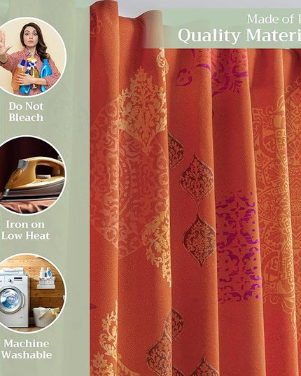 Maison d' Hermine Curtains for Living Room 100% Cotton 96 inch Length Two Panels Light Filtering Curtains for Bedroom Windows with Rod and Loop Pockets Drapes (Versailles Louvre, 50" W x 96" L)
