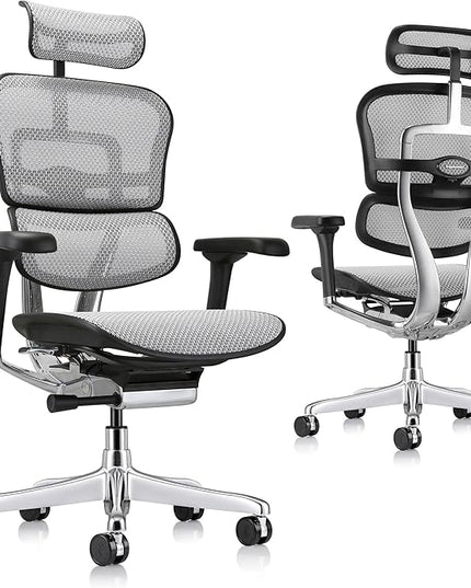 Ergohuman Eurotech ME7ERG GEN2 High Back Mesh Office Chair with Tilt Tension Control, Tilt Lock, Back Angle, Back Height, Synchro Tilt, Seat Height, Seat Depth, and Arm Height Adjustments, Grey