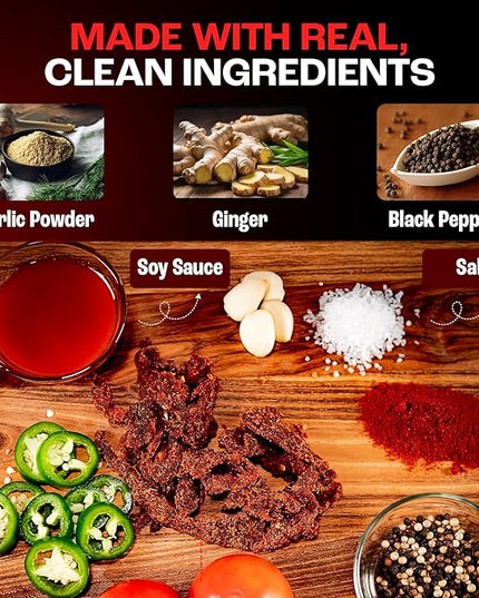 Jerzey Jerky Sriracha Style Brisket Jerky 2.5oz (2 Pack) – High Protein, Gluten Free and Healthy Beef Snacks with Rich, Authentic Flavor