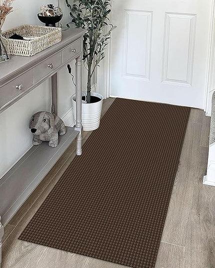 KOZYFLY Runners for Hallways 2x5 ft Washable Kitchen Runner Non Slip Rubber Backed Hall Runners Cotton Entryway Runner Rugs Floor Carpet for Indoor Backdoor Bedroom Kitchen, Reddish Brown/Coffee