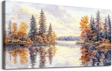 PHAOHUAXM Modern Large Canvas Print Wall Art Abstract Ink Landscape Painting Home Decoration Natural Landscape Artwork Picture Living Room Bedroom Office Wall Decoration Ready To Hang 24x48 Inches