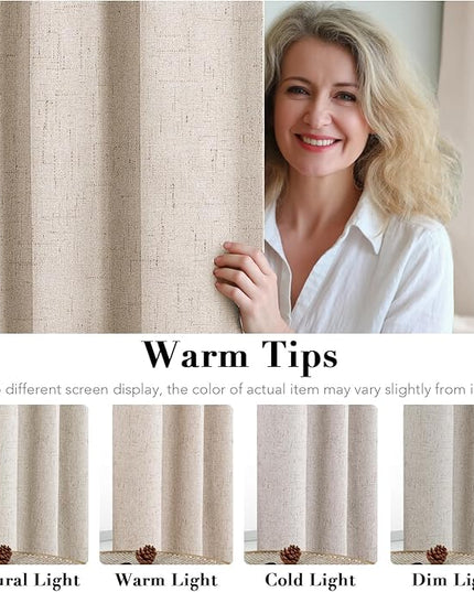 H.VERSAILTEX Blackout Curtains Durable Thick Textured Polyester Blackout Patio Door Curtain Anti Rust Grommet Extra Wide Sliding Door Curtain Panel, W100 x L96 inch - Natural
