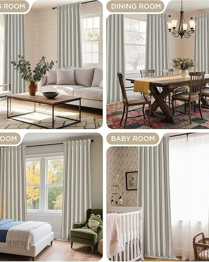 Joydeco Greyish White Pinch Pleated Thick Linen Curtains 90 Inch Long 2 Panel Set for Living Room, Double-Faced Curtain for Bedroom, Back Tab Blackout Drapes with Adjustable Hooks (40”W x90”L)