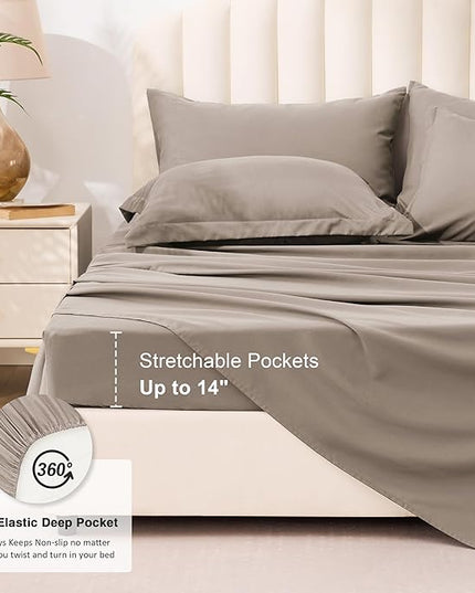 Love's cabin Twin Comforter Set Light Brown, 5 Pieces Twin Bed in a Bag, All Season Bedding Sets with 1 Comforter, 1 Flat Sheet, 1 Fitted Sheet, 1 Pillowcase and 1 Pillow Sham