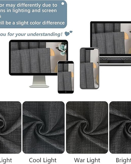 Chyhomenyc Dark Grey Curtains 72 Inches Long 2 Panels for Living Room, Light Filtering Faux Linen Textured Soft Bedroom Window Curtains, Thick Farmhouse Home Decor Grommet Drapes, 40Wx72L, 2PCS