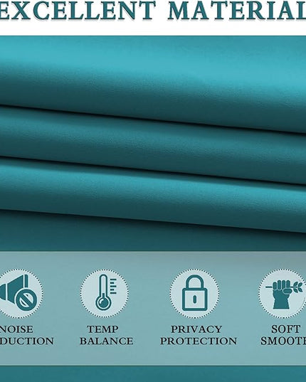 DONREN 72 Inches Long Teal Blackout Curtain Panels for Bedroom - Thermal Insulated Room Darkening Rod Pocket Curtains for Living Room (42 by 72 Inch Length,2 Panels)