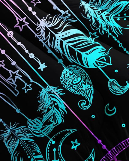 AILONEN Dreamcatcher Comforter Set Twin Size, Purple Feather Print Duvet Set,Bohemian Mandala Bedding Set for Boys Girls,Galaxy Dream Catcher Duvet Set 3 Pieces, 1 Quilt and 2 Pillowcases