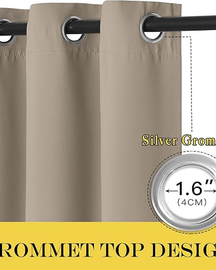 NICETOWN Blackout Sliding Door Curtains 84 Inch Length, Extra Wide Room Divider Grommet Energy Saving Thermal Insulated Curtain for Patio Door Window(W80 x L84, 1 Panel, Taupe)