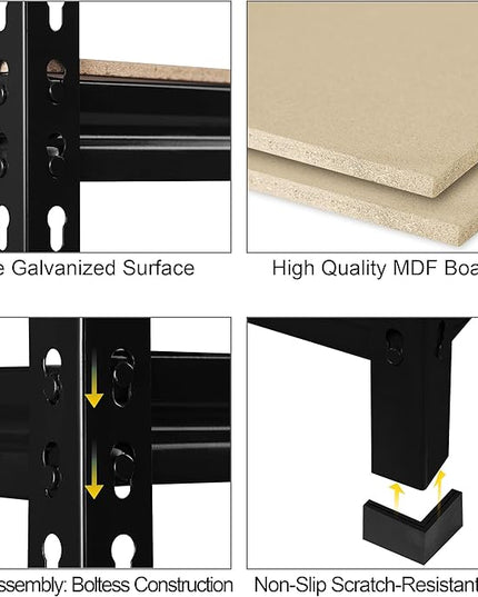 PrimeZone Storage Shelves 3 Pack 5 Tier Adjustable Garage Storage Shelving, Heavy Duty Metal Storage Utility Rack Shelf Unit for Warehouse Pantry Closet Kitchen, Black