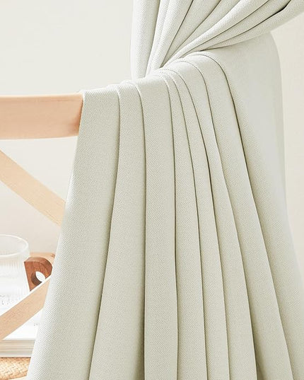 NICETOWN Room Darkening Curtains 96 inches Long for Bedroom, Rod Pocket/Back Tab/Hook Belt Thick Faux Linen Cold & Light Blocking Window Treatment for Living Room, Natural, W50 x L96, 1 Panel