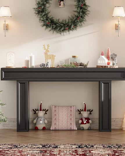 Rresyet 63 Inch Long Console Table, Sofa Table Behind Sofa, Wooden Entryway Table, Farmhouse Entryway Table for Entry, Hallway, Living Room (Black)