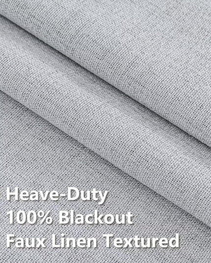 100% Blackout Curtains 96 inch Length 1 Panel Faux Linen Long Drapes for Bedroom Living Room Black Out Room Darkening Curtain Thermal Insulated Back Tab Rod Pocket(W100 x L96, Off-White)