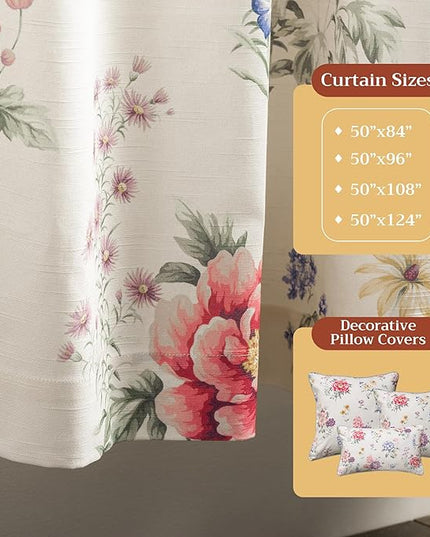 Maison d' Hermine Curtains for Living Room 100% Cotton 108 inch Length One Panel Light Filtering Curtains for Bedroom Windows with Rod and Loop Pockets Drapes (Swyncombe Multicolor, 50" W x 108" L)