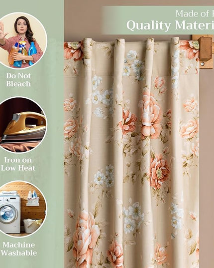 Maison d' Hermine Curtains for Living Room 100% Cotton 96 inch Length Two Panels Light Filtering Curtains for Bedroom Windows with Rod and Loop Pockets Drapes (Newburry Melba, 50" W x 96" L)