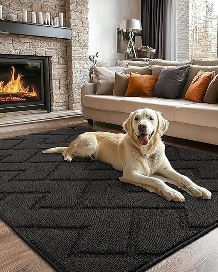hicorfe Indoor Doormat,Front Back Door Mat Rubber Backing Non Slip Door Mats 47"x71" Absorbent Resist Dirt Entrance Doormat Inside Floor Mats for Entryway Washable Low-Profile (Charcoal)