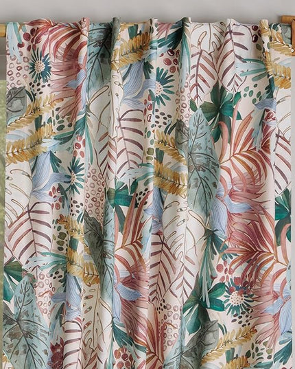 Maison d'Hermine Curtains for Living Room 100% Cotton 124 inch Length One Panel Window Curtains for Bedroom with Loop & Rod Pockets - Oasis,50" W x 124" L