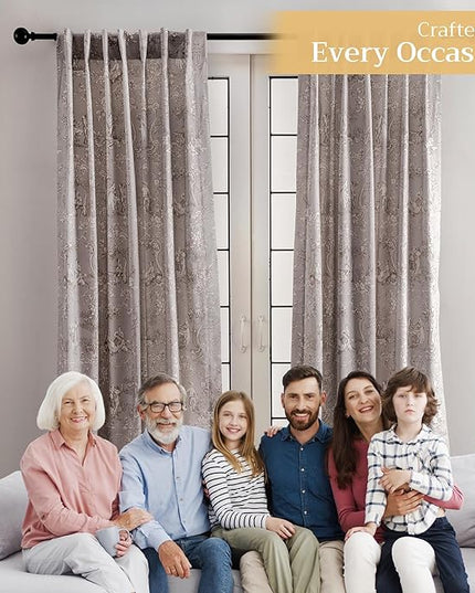 Maison d' Hermine Curtains for Living Room 100% Cotton 124 inch Length One Panel Light Filtering Toile Curtains for Bedroom Windows with Rod and Loop Pockets Drapes (Joli Jouy Beige, 50" W x 124" L)