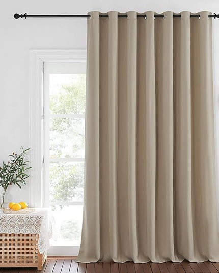 NICETOWN Blackout Patio Curtains 100 x 144 Inches Long for Sliding Door Extral Wide Blackout Curtain Panels Thermal Insulated Room Divider - Grommet Top, 100" W x 144" L, 1 Panel, Taupe