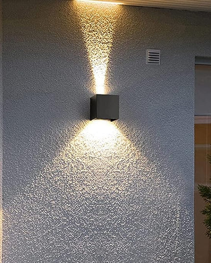 4 Pack Square Exterior Light Exterior/Interior.4.33''Square Modern Wall Sconce Fixture.Up and Down Lights Adjustable 0-120° Beam Angle IP65 Outdoor Waterproof Lights, 15W Warm Light 3000K Light.