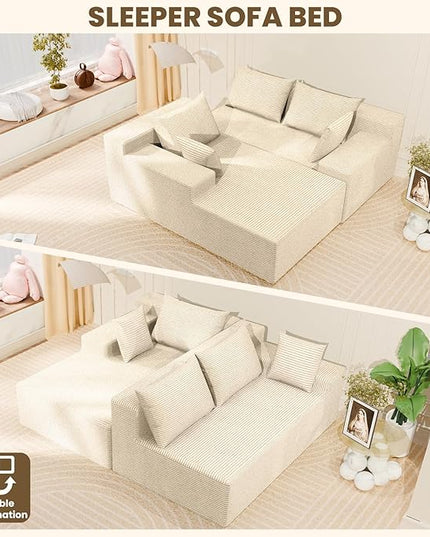 LEVELEVE 106" Cloud Sectional Couch with Deep Seat，Modern Modular Sofa with L-Shape Chaise，No Assembly Required, Upholstered Couches for Living Room Bedroom(Beige,Left Facing Chaise)