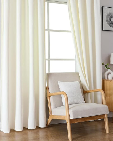 Joydeco Customized Velvet Curtains for Bedroom and Living Room, Heavy Duty Luxury Thermal Insulated White Velvet Curtains Rod Pocket 1 Panel, Custom Size