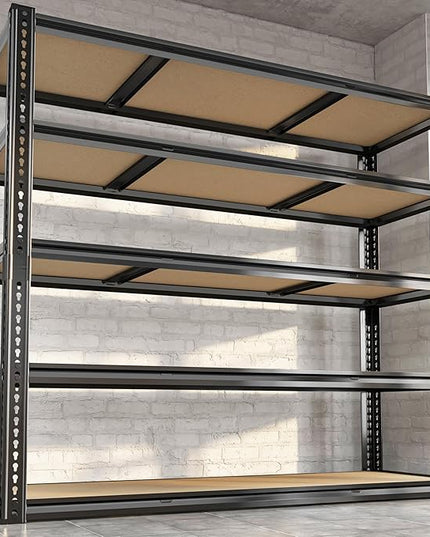 48"W Garage Shelving, 3050LBS Storage Shelves Heavy Duty, 5 Tier Metal Shelving Unit Adjustable Garage Shelves Heavy Duty Shelving for Warehouse,Commercial, Kitchen, 48" W × 18" D × 72" H, Black