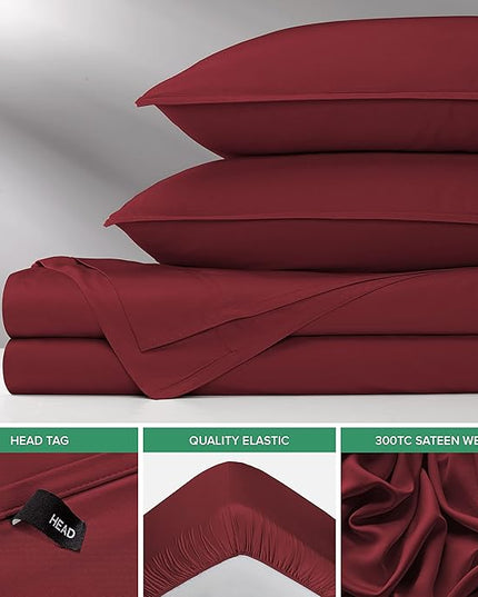 Pure Bamboo Twin Sheets, Genuine 100% Organic Viscose Derived from Bamboo Bed Sheet Set, Luxuriously Soft & Cooling, Double Stitching, 2 Year Quality Promise (Twin, Merlot)