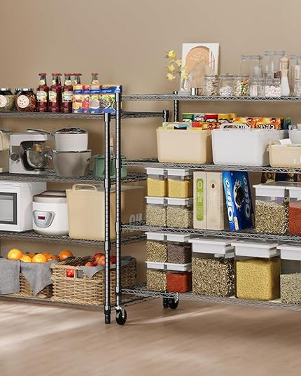 Himimi 4 Tier Wire Shelving with Wheels Heavy Duty Height Adjustable Metal Shelves for Storage, Commercial Grade Steel Utility Wire Rack for Kitchen Garage Pantry Organization-24×48×72, Black