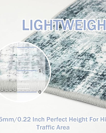 IOHOUZE Modern Abstract Area Rugs 5x7 Ft Washable Rugs for Living Room, Non Slip Dining Room Rug, Printed Faux Wool Rugs for Bedroom, Floor Carpet for Office Nursery Playroom, Sage Grey