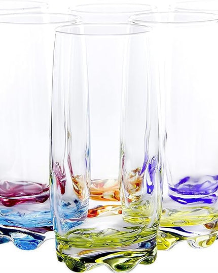 Vibrant Splash Water, Beverage Highball Glasses, 13.25 Ounce - Set of 6