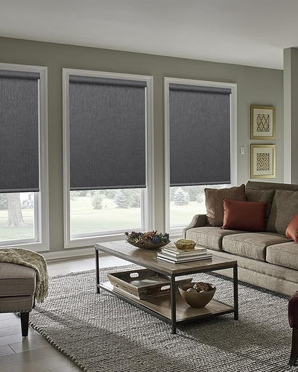 Zshine Motorized Blackout Window Blinds Customize Width (23-95 Inches) Remote Control Wireless and Rechargeable Roller Shades Blinds for Windows, Home, Office, Hotel, Club, Restaurant(82164E)