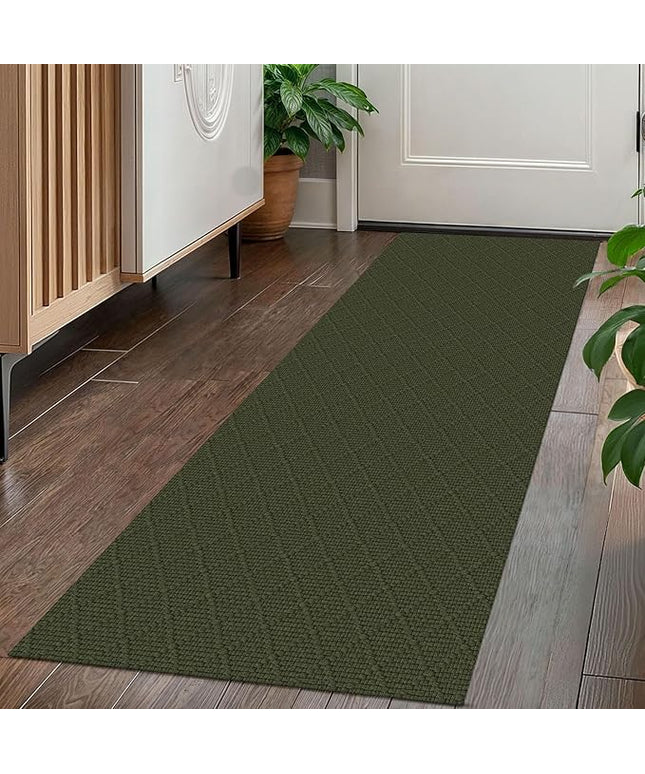 KOZYFLY Runner Rug 2x5 Ft Washable Runners for Hallways Non Slip Rubber Backed Kitchen Runners, Braided Entryway Runner Indoor, Floor Carpet for Hallway Kitchen Entryway Bedroom, Dark Green
