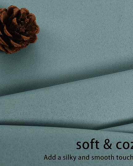JIUZHEN Stone Blue Blackout Curtains with Tiebacks Thermal Insulated, Light Blocking and Noise Reducing Grommet Curtains for and Living Room, Set of 2 Window Curtain Panels, 52 x 90 Inch Length