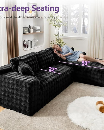 TYBOATLE 107’’ Boneless Memory Foam Couch, Cloud Sectional Couches for Living Room w/Upgraded Fabric, Deep Seat Comfy Fluffy L Shaped Modular Sectional Sofa