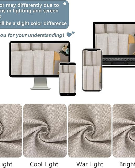 Chyhomenyc Curtains 72 Inches Long 2 Panels for Living Room, Light Filtering Faux Linen Textured Soft Window Curtains, Farmhouse Home Decor Grommet Bedroom Drapes, 40Wx72L, 2PCS，Linen Color
