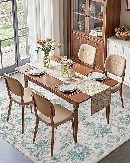 jinchan Torino Floral 5x7 Area Rugs Vintage-Inspired Design Accent Rug Machine Washable Ultra Thin Low Pile Non-Slip Traditional Carpet for Living Room Bedroom Dining Room Home Office